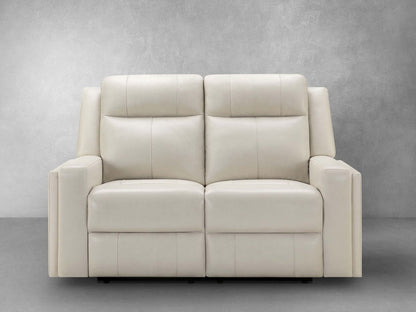 Rhodes Top-Grain Leather Manual Reclining Loveseat - Ivory