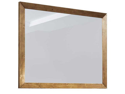 Retro Wood Frame Mirror - Brown
