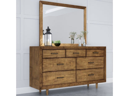 Retro Wood Frame Mirror - Brown