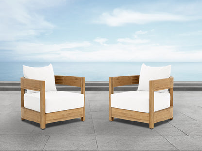 Santino® Outdoor Armchair - White Fabric with Teak Frame
