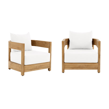 Santino® Outdoor Armchair - White Fabric with Teak Frame