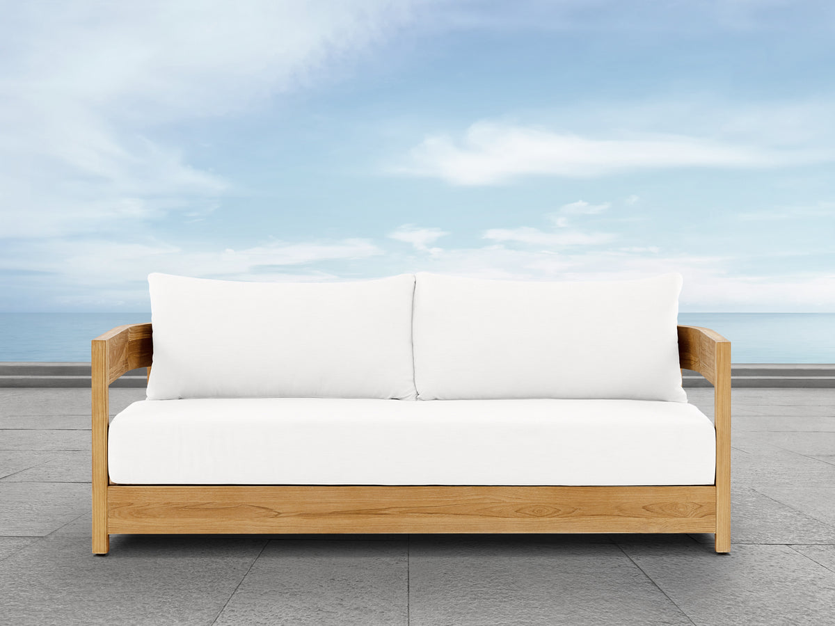 Santino® Outdoor Sofa - White Fabric with Teak Frame