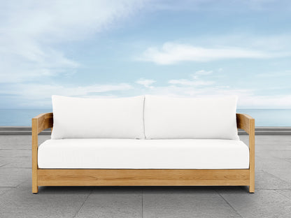 Santino® Outdoor Sofa - White Fabric with Teak Frame
