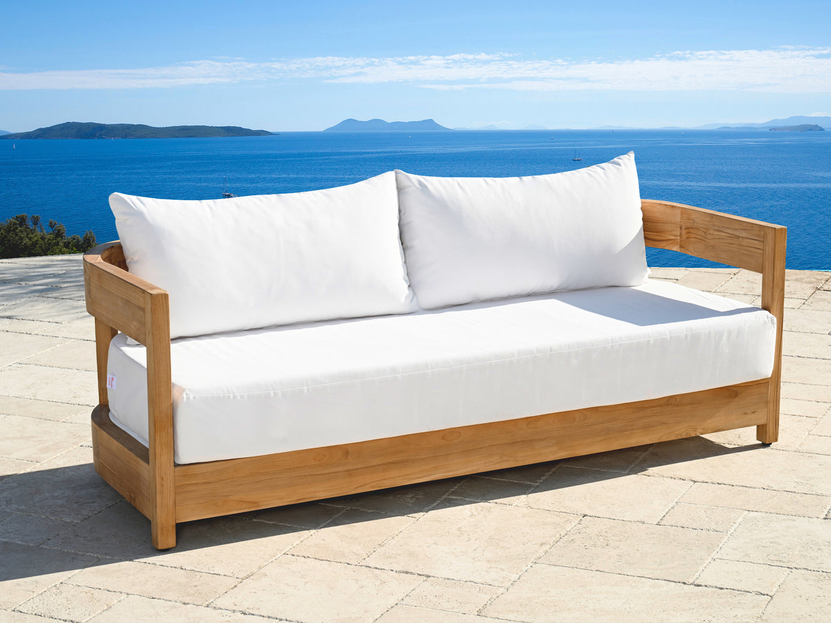 Santino® Outdoor Sofa - White Fabric with Teak Frame