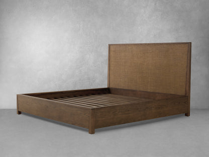 Sawyer Oak & Grasscloth Bed, Brown - King