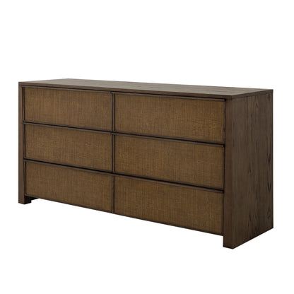 Sawyer Oak & Grasscloth Dresser, Brown