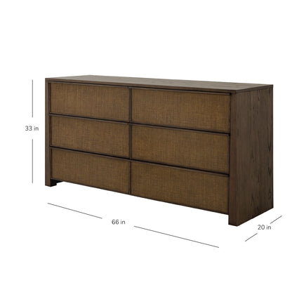 Sawyer Oak & Grasscloth Dresser, Brown
