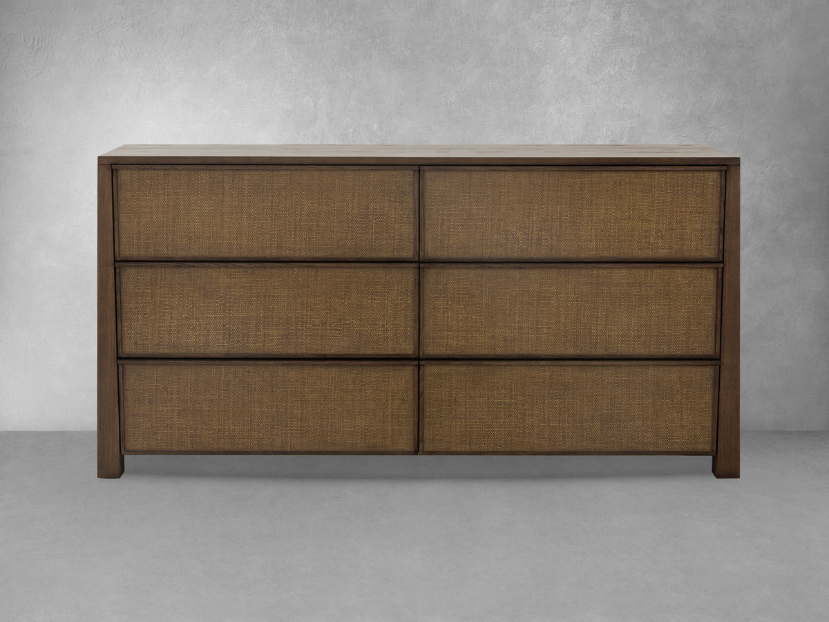 Sawyer Oak & Grasscloth Dresser, Brown