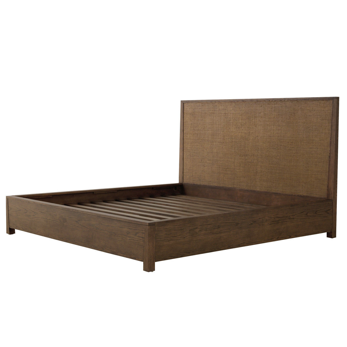 Sawyer Oak & Grasscloth Bed, Brown - Queen