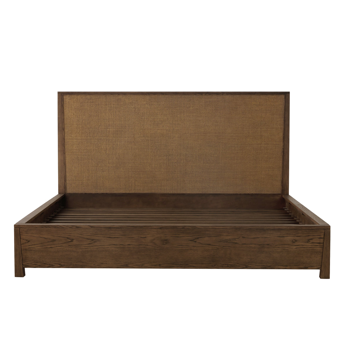 Sawyer Oak & Grasscloth Bed, Brown - Queen