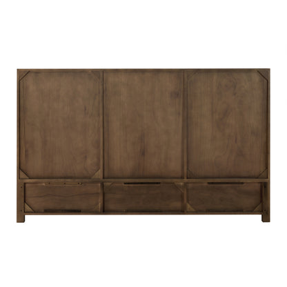 Sawyer Oak & Grasscloth Bed, Brown - Queen