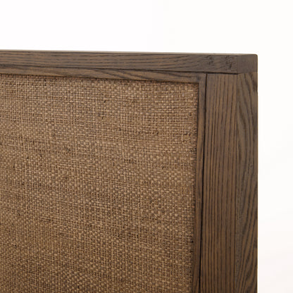 Sawyer Oak & Grasscloth Bed, Brown - King