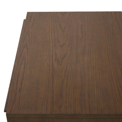 Sawyer Oak & Grasscloth 3-Drawer Nightstand, Brown