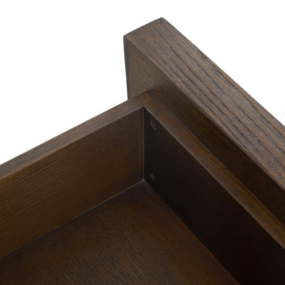 Sawyer Oak & Grasscloth 3-Drawer Nightstand, Brown