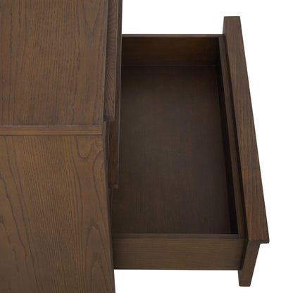 Sawyer Oak & Grasscloth 3-Drawer Nightstand, Brown