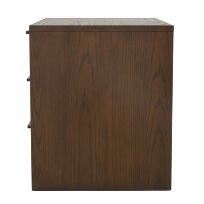 Sawyer Oak & Grasscloth 3-Drawer Nightstand, Brown
