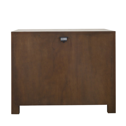 Sawyer Oak & Grasscloth 3-Drawer Nightstand, Brown