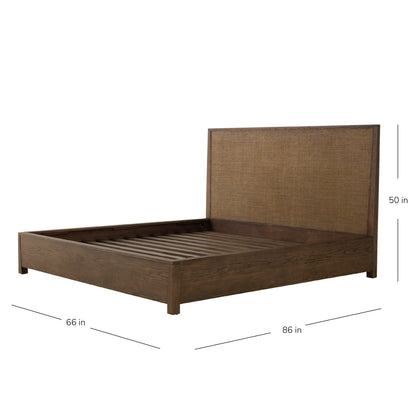 Sawyer Oak & Grasscloth Bed, Brown - Queen