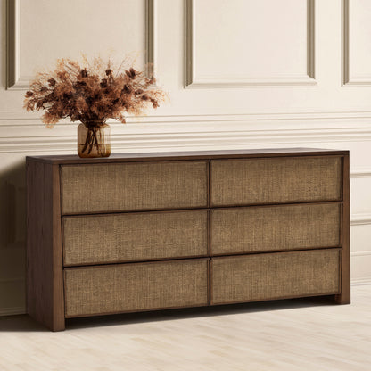 Sawyer Oak & Grasscloth Dresser, Brown