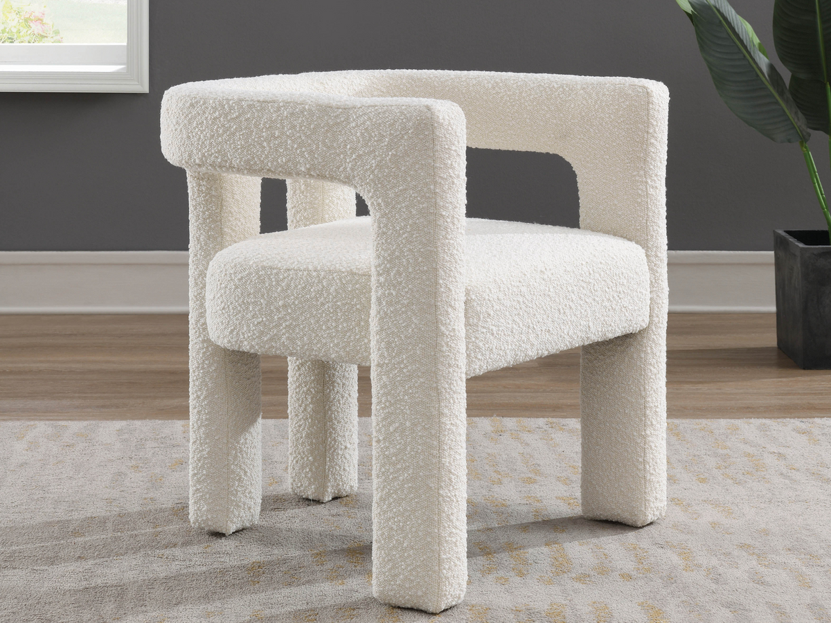 Mandy Bouclé Fabric Dining Chair - Ivory