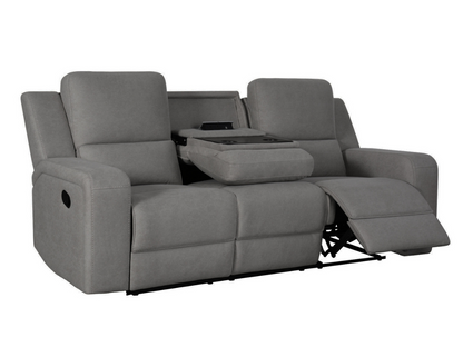 Margaret Fabric Manual Reclining Sofa with Console - Charcoal