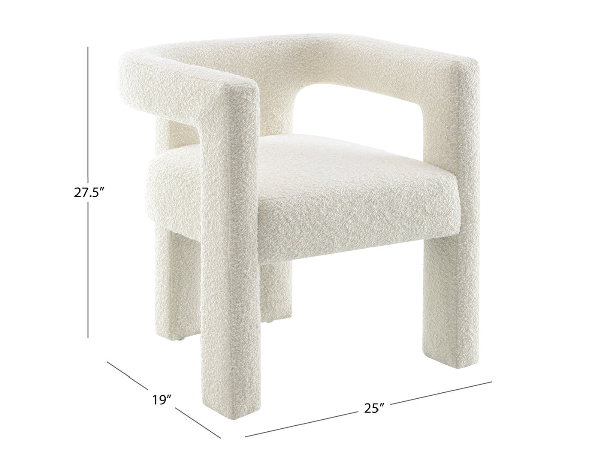 Mandy 5-pc Round Dining Set with Bouclé Chairs - Ivory