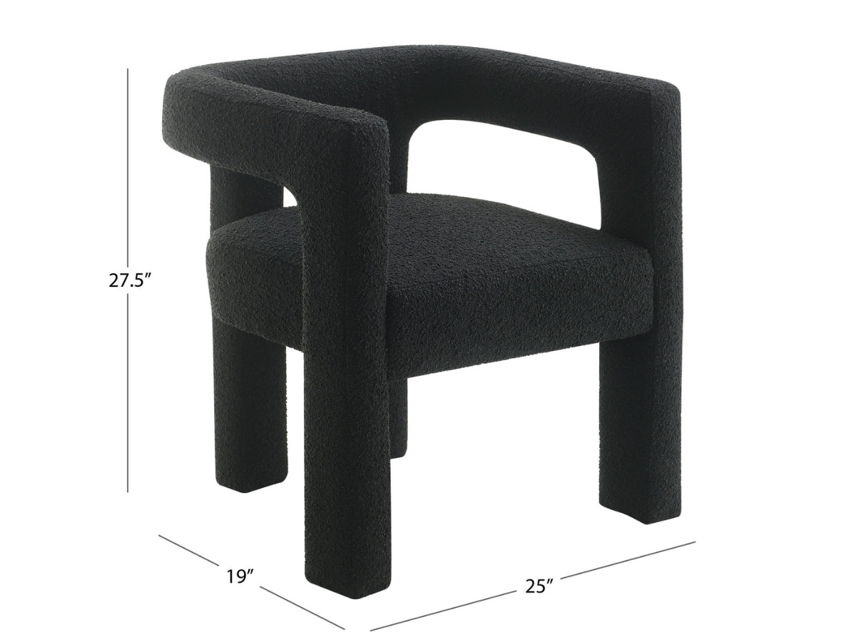 Mandy 5-pc Round Dining Set with Bouclé Chairs - Black