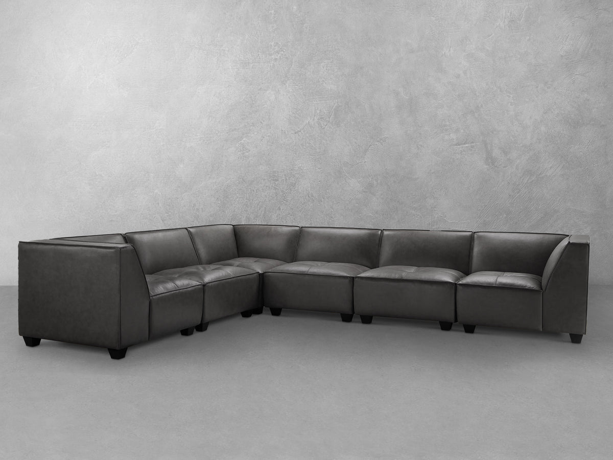 Wallingford 6-pc Modular Leather Sectional, Dark Gray