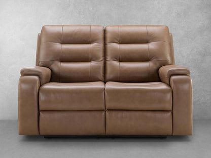 Waylen Top-Grain Leather Manual Reclining Loveseat - Brown