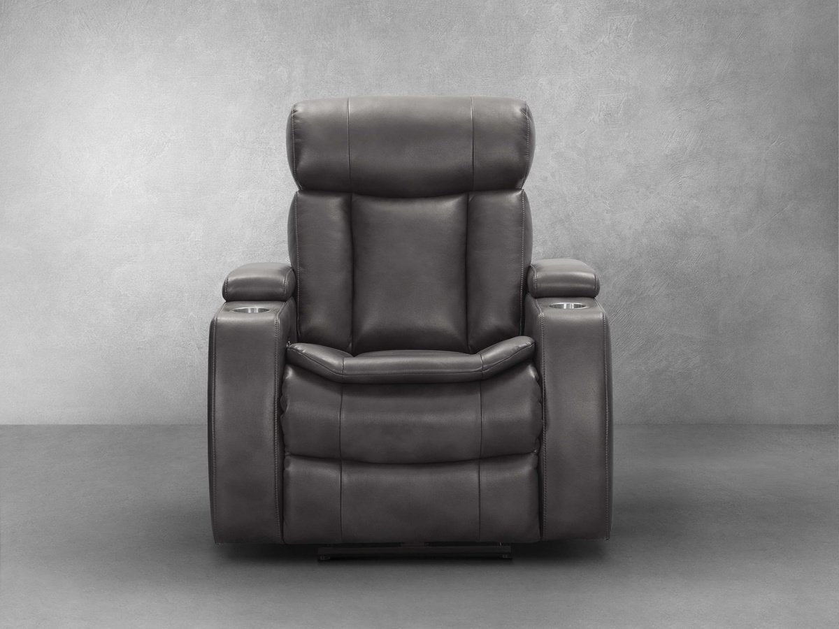 Zayne Power Reclining Leather Chair - Gray