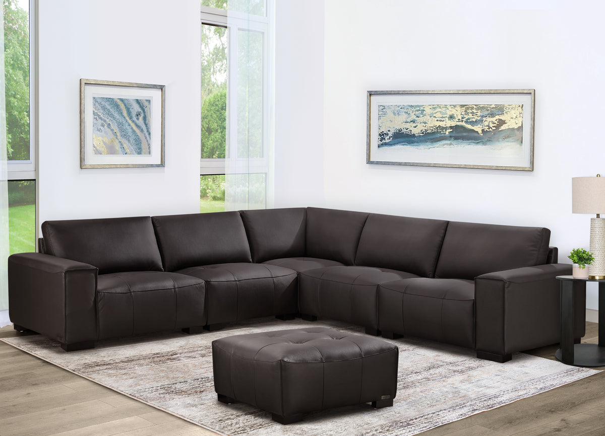 Teagan 6-pc Leather Modular Sectional  - Brown