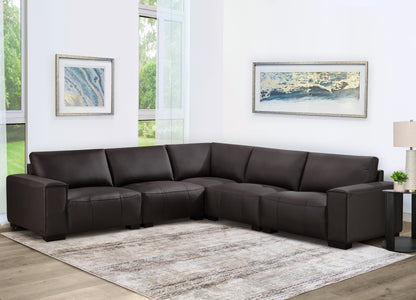 Teagan 6-pc Leather Modular Sectional  - Brown