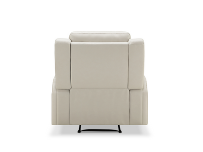 Rhodes Top-Grain Leather Manual Recliner - Ivory