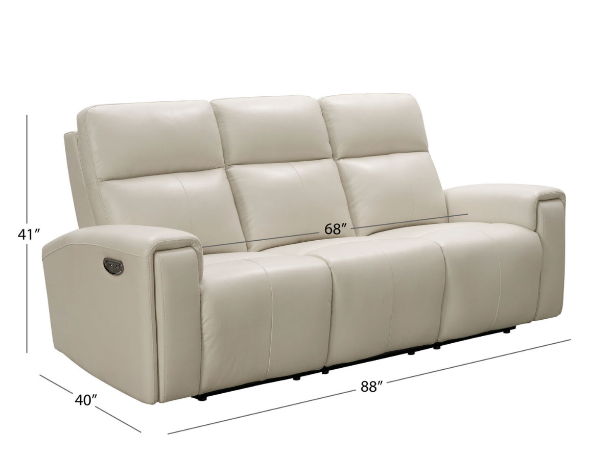 Keegan Power Reclining Leather Sofa - Ivory
