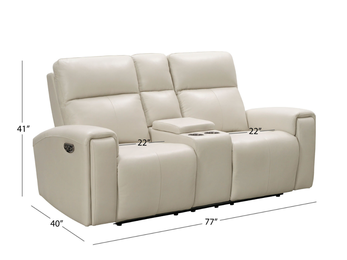 Keegan Power Reclining Leather Loveseat - Ivory