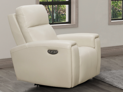 Keegan Leather Power Recliner - Ivory