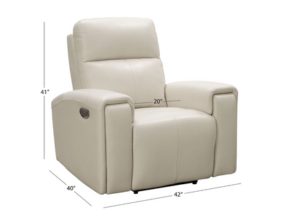 Keegan Leather Power Recliner - Ivory
