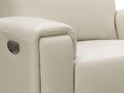 Keegan Leather Power Recliner - Ivory