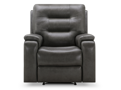 Waylen Top-Grain Leather Manual Recliner - Gray