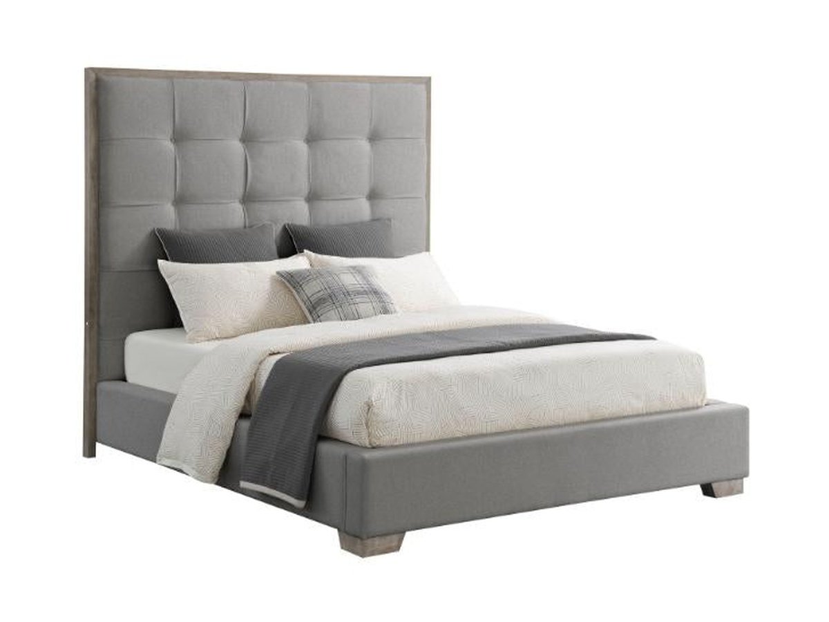 Eleanor Tufted Fabric Bed - Gray - Queen