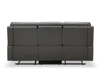 Waylen Top-Grain Leather Manual Reclining Sofa - Gray