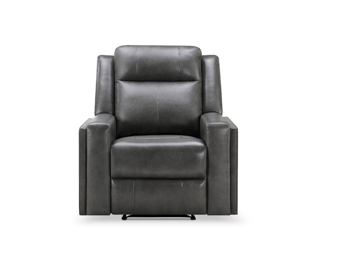 Rhodes Top-Grain Leather Manual Recliner - Gray