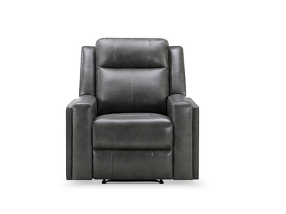 Rhodes Top-Grain Leather Manual Recliner - Gray