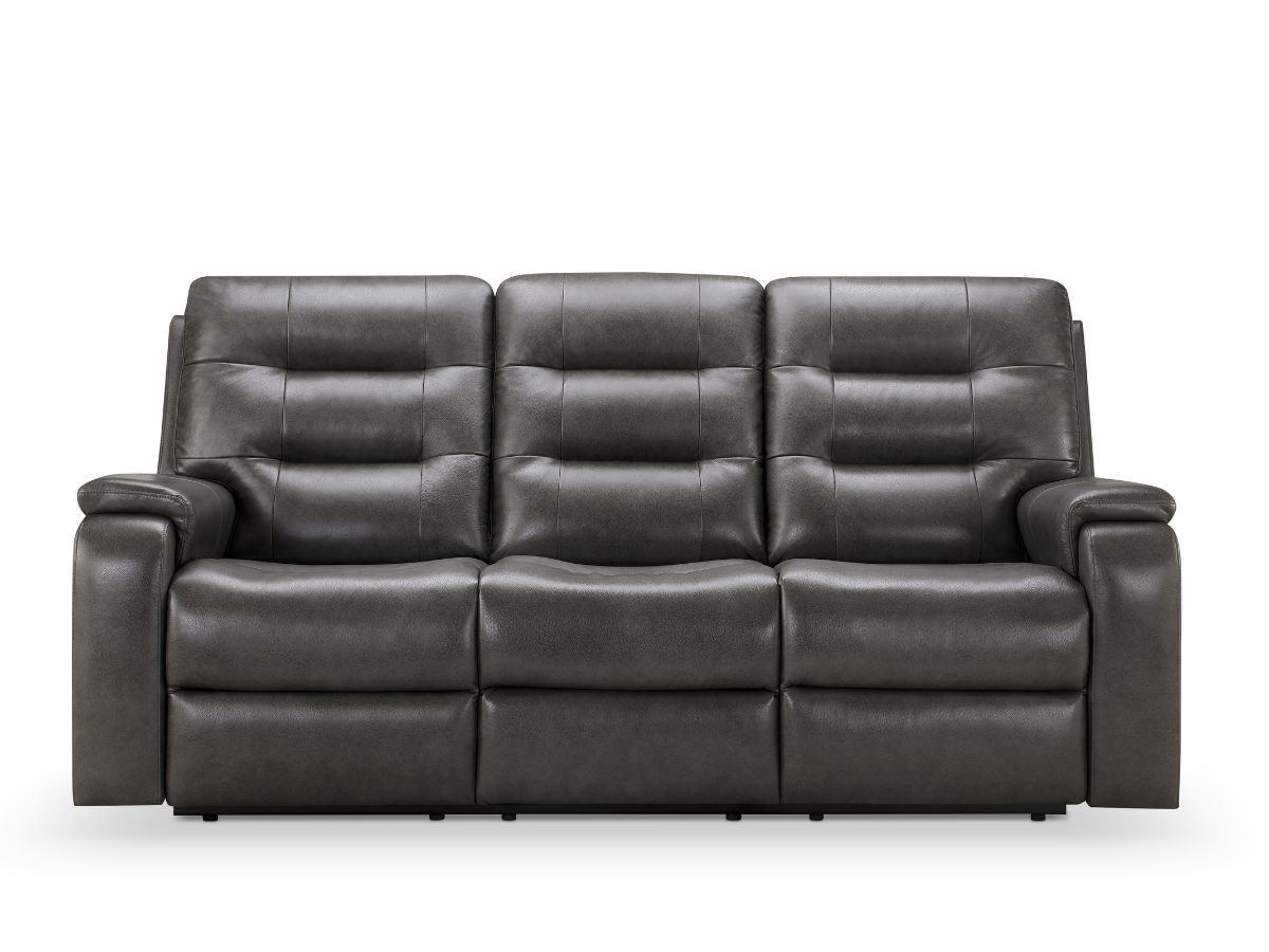 Waylen Top-Grain Leather Manual Reclining Sofa - Gray