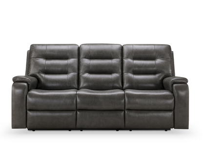 Waylen Top-Grain Leather Manual Reclining Sofa - Gray
