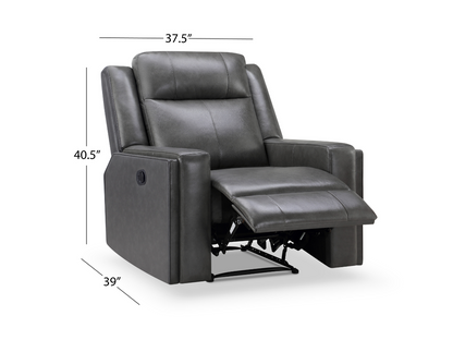 Rhodes Top-Grain Leather Manual Recliner - Gray