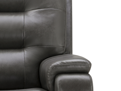 Waylen Top-Grain Leather Manual Reclining Sofa - Gray