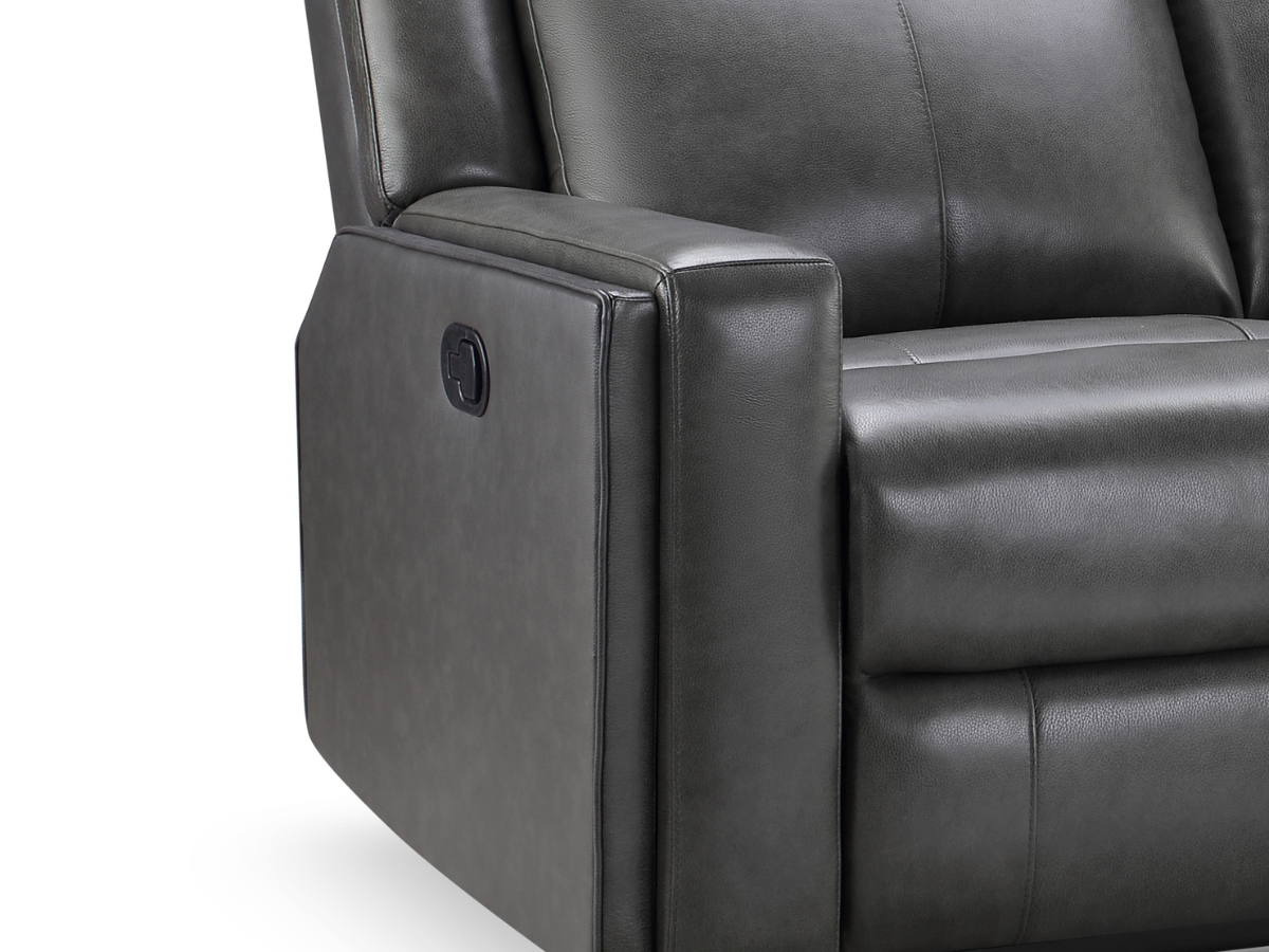 Rhodes Top-Grain Leather Manual Recliner - Gray