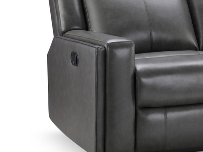 Rhodes Top-Grain Leather Manual Recliner - Gray