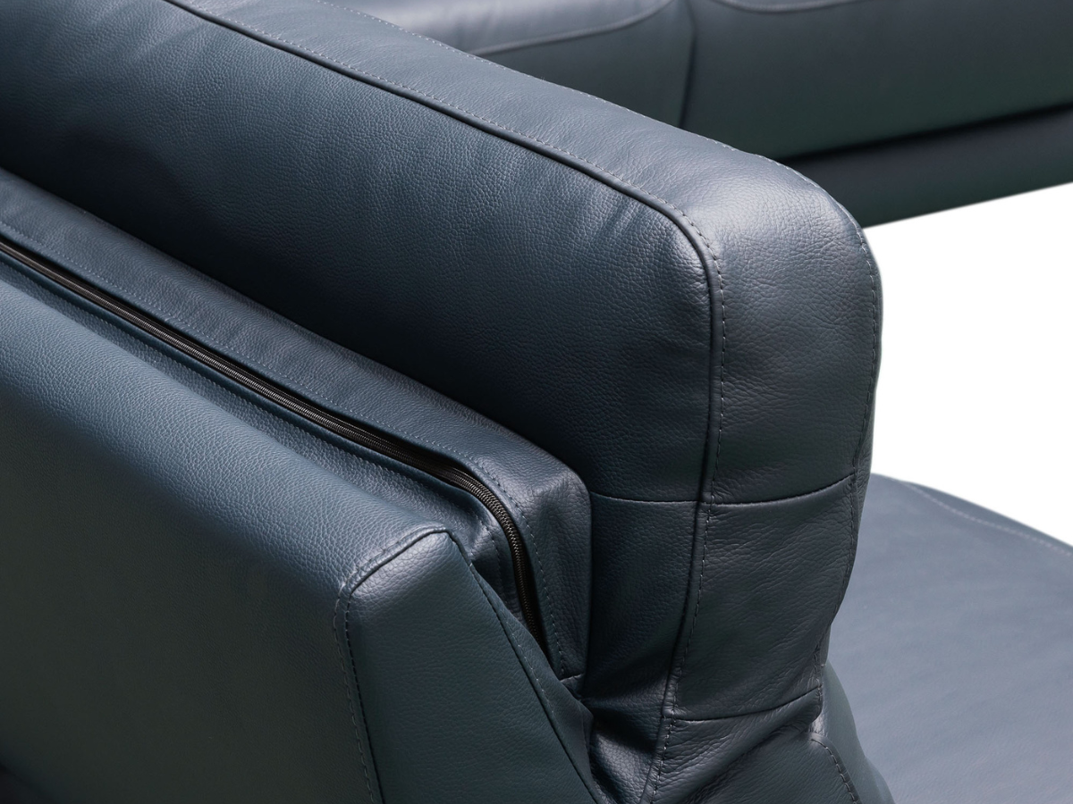 Kimmel Power Reclining Leather Sectional with Power Headrests - Blue